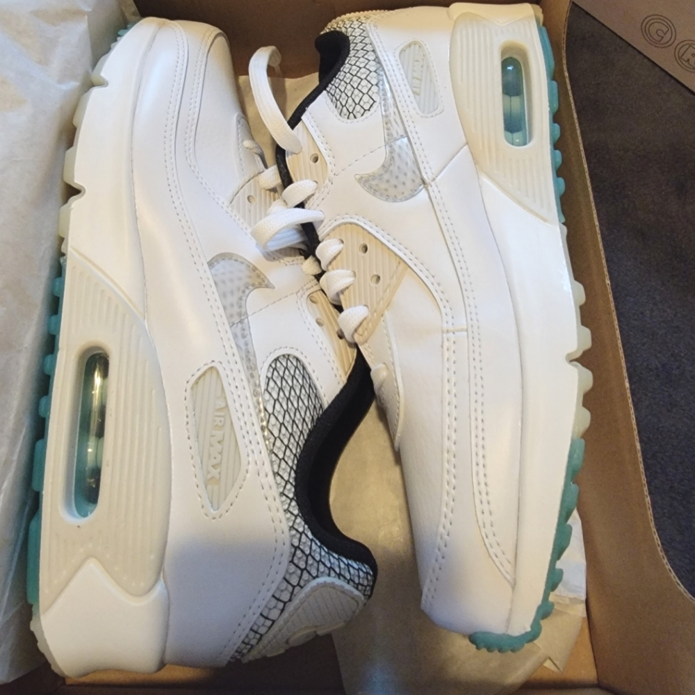 Nike Air Max 90 White/Aqua Size GS 7